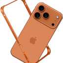 for iPhone 17 Pro Bumper Case Metal - No Back Design Compatible with MagSafe Aluminum Backless Edge Frame Fast Heat Dissipation Shockproof Slim Minimalist Protection Case for iPhone 17 Pro (Orange)