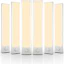 6 Pack Under Cabinet Lights Wireless, 32 LED Motion Sensor Light Indoor Rechargeable Magnetic Closet Lights Battery Operated, Under Counter Lights for Kitchen, Wardrobe, Stairs, Warm Light
