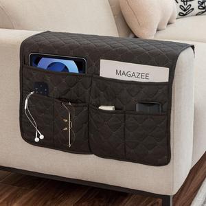 Sofa Armrest Organizer Waterproof Armchair Caddy for Couch Remote Control Holder for Recliner Non Slip Recliner Caddy with 6 Pockets for Magazine, Tablet, Phone, iPad, Black