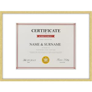 Giftgarden 12x16 Picture Frame Gold, Metal 12x16 Frames Matted to 8.5x11 Certificate Award Document for Wall Hanging, 1 Pack