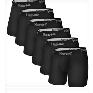 Hanes Men's Underwear Boxer Briefs Pack, 6-Pack, Stretch Cotton, Moisture Wicking Size S