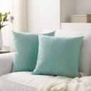 Meekio Set of 2 Seafoam Green Pillow Covers 16 x 16 Inch Summer Beach Decorative Throw Pillow Covers Linen Cushion Covers for Sofa Couch Dcor