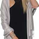 Pashmina Shawls and Wraps for Evening Dresses, Large Soft Pashminas Wedding Shawl (Light Grey Silver)