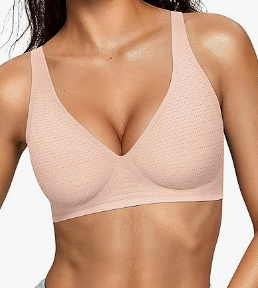 SPANX Womens Deep V Bras Wireless Comfortable Bra Supportive No Underwire Bras Tshirt Push Up Bralettes Plunge Seamless Bra XL