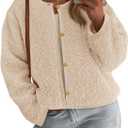 PRETTYGARDEN Women's 2025 Fall Fashion Clothes Trendy Fleece Sherpa Cropped Jackets Buttons Warm Casual Winter Faux Fur Coats (Beige, S)