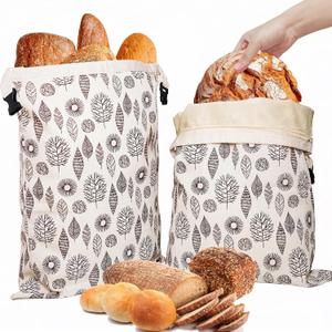 OHIYO Reusable Beeswax Bread Bags for Freezer & Refrigerator, 17"13" Natural Beeswax-Lined Cotton Storage Bags Airtight Freshness Keeper for Homemade, Bakery Essentials (2 Pack)