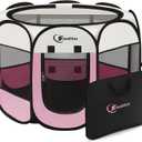 Sieidihit Dog Cat Pet Playpen Puppy Crate Cage Indoor Outdoor, Medium Pink