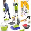 Toddler Cleaning Set, Kids Cleaning Toy Set with 2 in 1 Kids Vacuum that Really Works, Mop, Broom, 14Pcs Pretend Play Home Cleaning Playset for Toddler Ages 3+, Birthday Gift for Girls Boys (Blue)