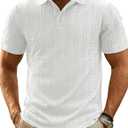PJ PAUL JONES Mens Polo Shirts Short Sleeve Casual Collared Summer Vacation Shirts Golf Polo Shirts (White, L)