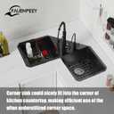32.5Inch Black Corner Kitchen Sink - Double Bowl Stainless Steel Drop In Butterfly Undermount Modern Sink Come With Bottom Grid,Silicon Mat,Colander,Drain Assembly Nice Solution For Kitchen Corner, 30x30x9 inches