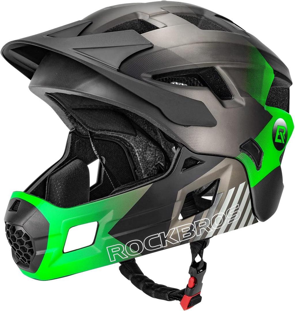 ROCKBROS Kids Full Face Helmet Kids Bike Helmets Lightweight Toddler Mountain Bike Helmet Detachable for MTB BMX Skating Cycling Scooter Safety Bicycle Helmets for Youth Child Boys Girls Ages 3-16, Small