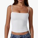 QINSEN Women's Double Lined Basic Tank Top Adjustable Spaghetti Straps Sleeveless Camisole Shirts Size M