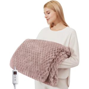 GarveeHome Heated Blanket Electric Blanket Throw Size 50 in x60 in, 6 Heating Levels & 9 Hours Auto Shut Off, Cozy Soft Fleece Fast Heating Blankets Gift, Machine Washable, Pink