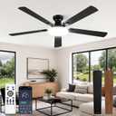 LEDIARY 60 Inch Flush Mount Ceiling Fans with Lights, Remote & APP Control
3CCT,Stepless Dimmable,Memory Function,Timer,6-speed,Reversible Blade, Quiet DC Motor, Damp-Rated, Living Room, Covered Patio