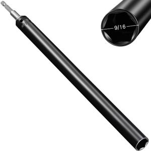 Blulu 9/16"(14mm) Power Nut Driver, Nut Runner Hollow Socket with 1/4" Hex Shank, Fit Long Bolts and Ductwork for Overhead Fastening Applications Operations(1 Pack, 10 Inch)