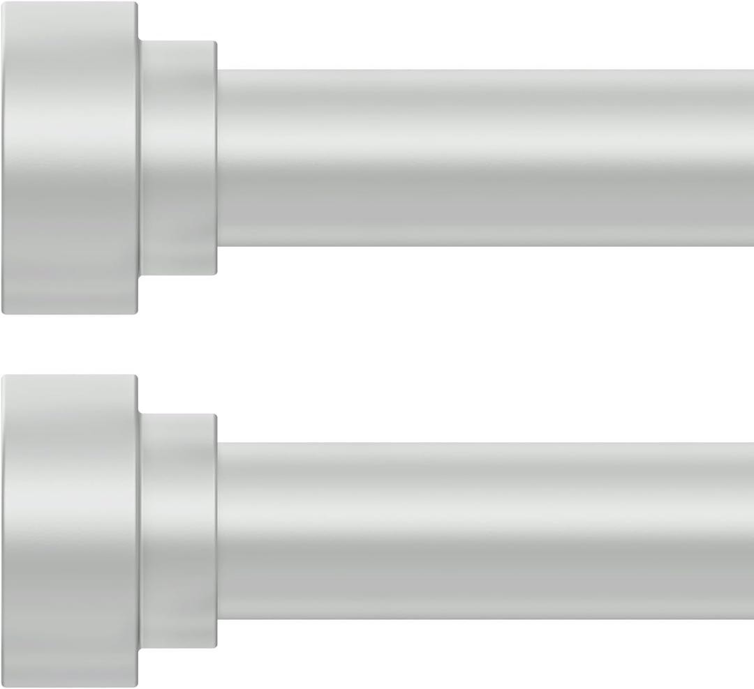 HEI! DEAR 2 Pack Silver Curtain Rods for Windows 28 to 48 Inch (1.5-5ft), 1 Inch Diameter Heavy Duty Curtain Rods, Adjustable Curtains Rod, Telescopic Drapery Rod, Antique Silver,30-58