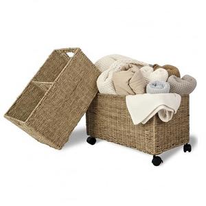PEMAR Set of 2 Nesting Rolling Hyacinth Baskets, 2 Different Sizes (L & M)