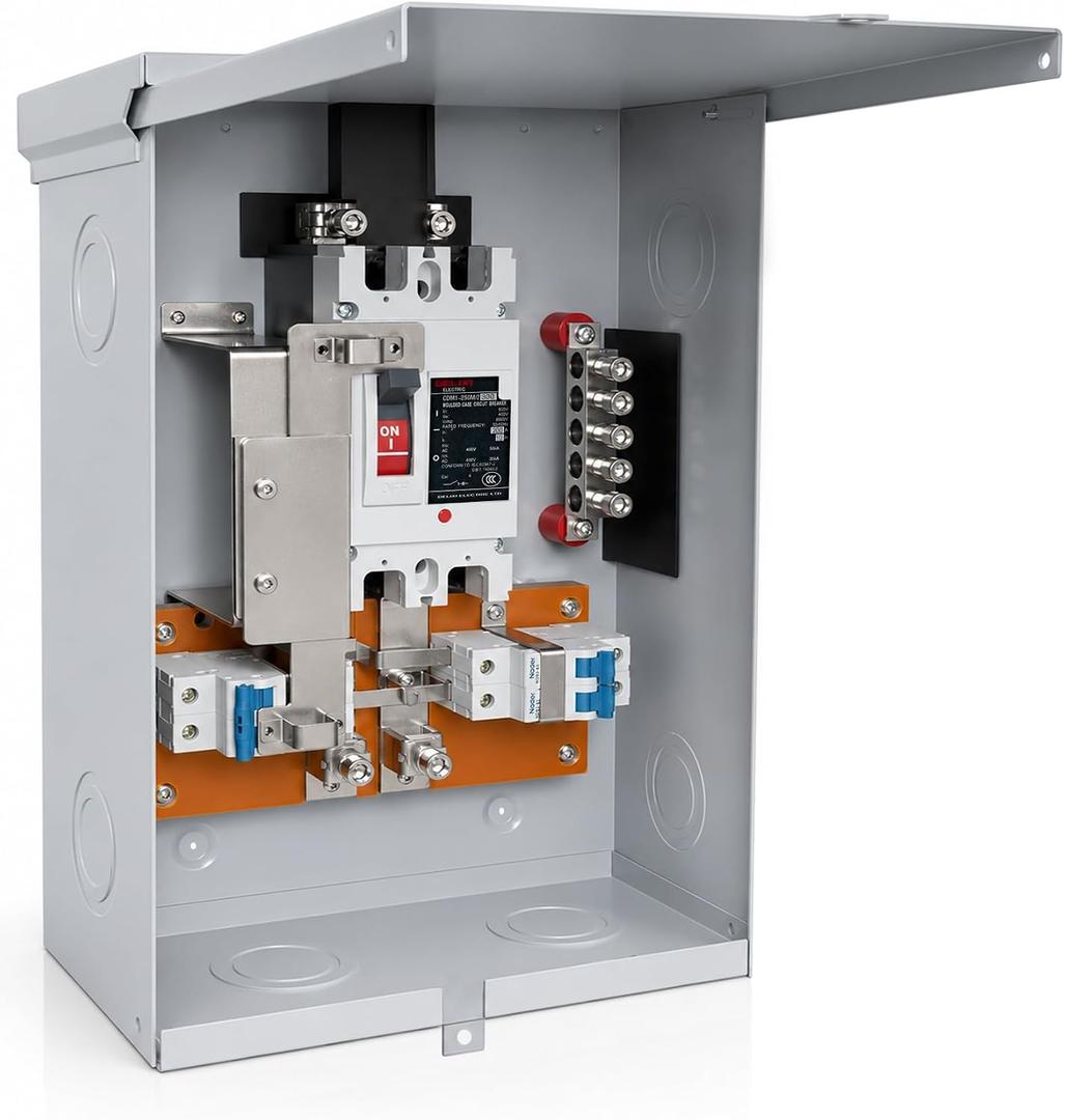 briidea Generator Transfer Panel with 200A Utility & 60A Generator Breakers, IP65-Rated Protection, Backfeed Protection, Supports Portable Generators up to 15,000W for Reliable Home Backup Power