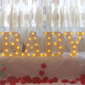 4 LED Baby Marquee Logo Light, Warm White Glowing Letters Perfect for Baby Shower Party, Birthday Party, Home Bedroom Nursery Table Wall Decor