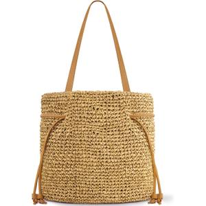 Hand Woven Straw Purses for Women 2025, Adjustable Large Beach Bag Summer Beach Tote Shoulder Bag for Vacation (Khaki)