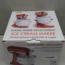 Ice Cream Maker Attachment for KitchenAid, Fits KitchenAid 4.5/5QT & 6QT Mixers, Frozen Ice Cream & Sorbet Gelato Maker, 2 Quart, White