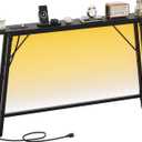 47'' Skinny Console Table with Charging Station and LED Light, Narrow Sofa Table with Power Outlets and Type C & USB Port, Behind Couch Table, for Living Room, Entryway, Hallway, Black (47.2"Lx5.91"Wx31.7"H)