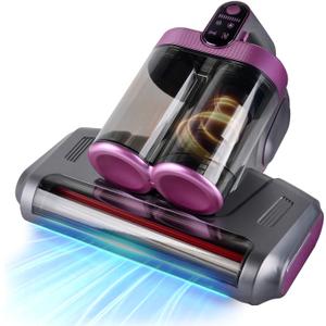 Cordless Mattress Vacuum Cleaner, 16Kpa Handheld Bed Vacuum with 253.7nm UV-C Light, Ultrasonic, Widened Suction, Low Noise, HEPA Filtration for Mattress Sofa Couch Pet Hair, Purple