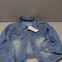 Locachy Womens 3/4 Sleeve Short Denim Jacket Lapel Button Down Cropped Trucker Jean Jackets Coats , size small
