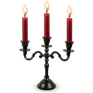 Rely+ 3 Arm Baby Candelabra Black Matte 8 Inch Taper Candle Holders Gothic Decorations Candlesticks Holder Home Decor Wedding Parties Centerpiece for Dining Table