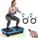 OLIXIS Vibration Plate Exercise Machine with 9 Auto Modes, Full Body Workout Vibrating Platform with LED Touch Screen & Pull Ropes for Weight Loss, Home Gym Fitness Equipment for Women Men