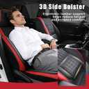 Car Seat Covers , Luxury Breathable Waterproof Faux Leatherette Car Seat Covers Cushion Protectors with Lumbar Support, Car Seat Cushion, Universal Fit Most Cars (Black-Red, Full Set - 5 Seats)