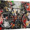 Abstract Bicycle Canvas Wall Art 24x36 Urban Graffiti Cycling Picture Decor