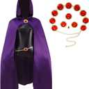 Anime Cosplay Costume for Women - Purple Cloak, Bodysuit and Waist Belt for Halloween Dress Up & Themed Parties (X-Small)