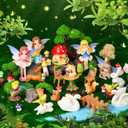 52pcs Fairy Garden Accessories Fairy Garden Kit Mini Fairy Figurines Tiny Garden Decor Supplies Micro Landscape Mushroom House Fairy Animals Decor Outdoor Figures Ornaments