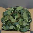 20 Pcs Artificial Eucalyptus Candle Rings, Boho Wedding Candle Holder Wreaths with Green Leaves, Decorative Pillar Candle Rings for Centerpieces and Home Decor