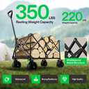 VIVOSUN Collapsible Folding Wagon, Outdoor Utility with Silent All-Terrain Wide Wheels, Adjustable Handle, Cup Holders & Side Pockets, for Camping, Beach, Shopping, Garden, Sports, Picnic, Black