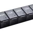 EZY DOSE Weekly (7-Day) Daily Pill Case, Medicine Planner, Vitamin Organizer, Supplement Container, Convenient and Easy to Use, Large Compartments, Travel Friendly, Black, Made in the USA, BPA Free (Large 6"x1.3"x0.9")