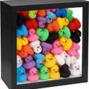 Rubber Duck Display Case  8.6"* 8.6"*2.5",Wooden Rubber Duck Display Shelf with Hanging Hole for Party Decorations Or Gifts(Black)