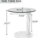Hooseng Glass Side Table Set of 2, Modern Round Tempered Glass End Table, 22-Inch Round Coffee Table, Small Table Suitable for Small Space, Living Room, Bedroom, round, 21.6-inch diameter x 4.33-inch height