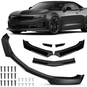Front Bumper Lip Splitter Spoiler Compatible with 2016-2024 Chevy Camaro SS/ 2019-2024 LT LS RS, Air Chin Body Kit Accessories (Gloss Black)