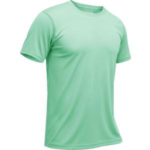 TACVASEN Mens Athletic Short Sleeve T-shirts Quick Dry Fit Workout Sun Protection Swim Shirts Running Rash Guard UPF50+ (Green, XXL)