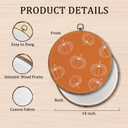 Sufamb Fall Orange Pumpkin Round Wall Art Decor, Farmhouse Autumn Harvest Pumpkin Canvas Artwork Framed, Rustic Fall Thanksgiving Wall Hanging Prints Decorations for Home Bedroom Decor, 10x10 Inches