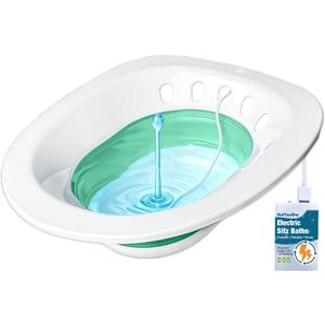 Electric Sitz Bath for Toilet Seat - Yoni Steam Seat -Portable Sitz Bath Tub for Hemorrhoids and Postpartum Care - Wide Seat - Deeper Bowl - Green