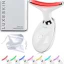 LuxeSkin 7 Color LED Red Light Therapy Facial Massager for Face and Neck, Electric Facial Tool for Skin Care with Vibration, Warm Mode & Travel Bag