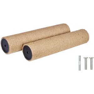 Treasborn Thick Cat Scratching Post Replacement 2 Pcs 3.35 x 15.75 Inches Heavy Tree Parts DIY Refill Jute Rope Post Durable Tower Accessories M10 Screws Included