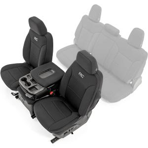 Rough Country Neoprene Front Seat Covers for Chevy Silverado & GMC Sierra 1500 (2019-2025) w/Rear Cup Holder - Waterproof & UV Resistant, Foam Padded, Front Seat Cover Set