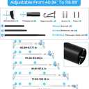 Tension Curtain Rod 41-118 In (4-9ft), Extra Long Tension Rod No Drilling For Patio Windows, Black Shower Curtain Rod For Room Divider,One-Click Telescopic Rod, Outdoor Curtain Rods Never Rust
