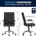 Flash Furniture Whitney Mid-Back Swivel LeatherSoft Desk Chair with Padded Seat and Armrests, Adjustable Height Padded Office Chair, Black
