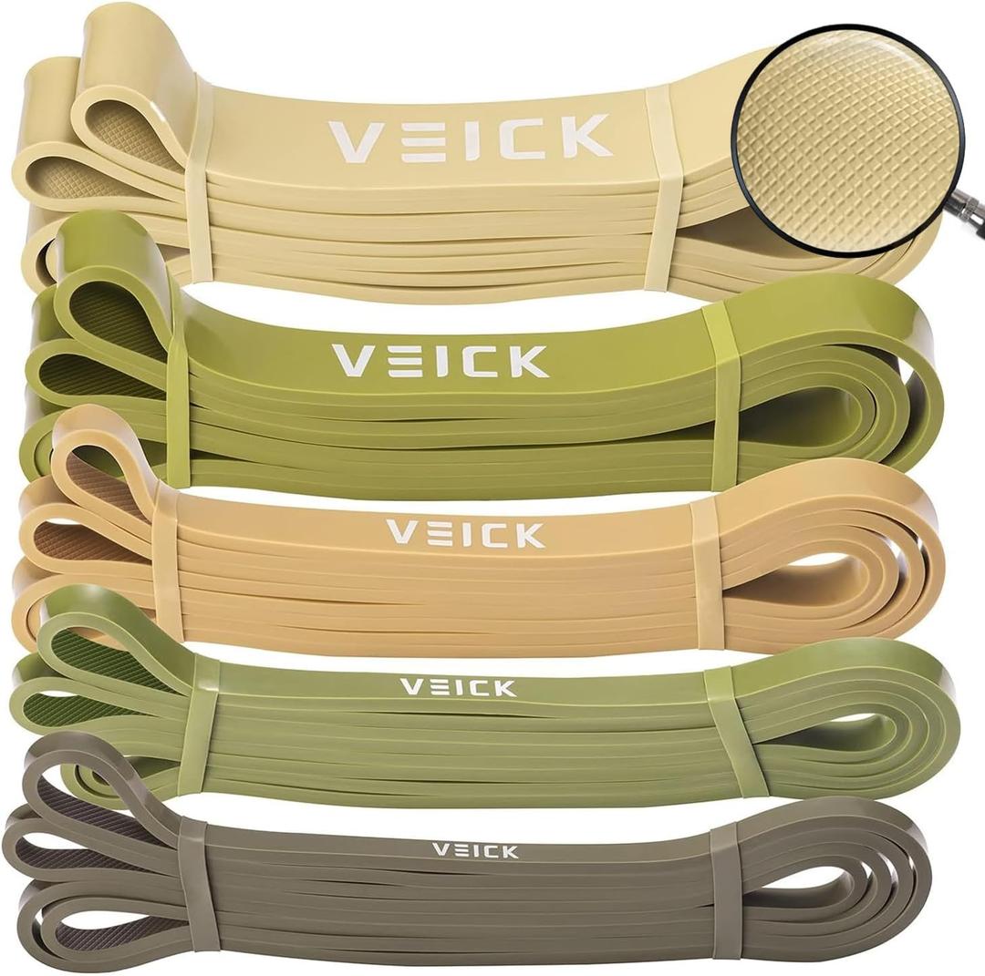 VEICK Resistance Bands for Working Out, Exercise Bands, Workout Bands, Pull Up Assistance Bands, Long Heavy Stretch Bands Set for Men and Women, Power Weight Gym at Home Fitness Equipment (Green Set of 5)