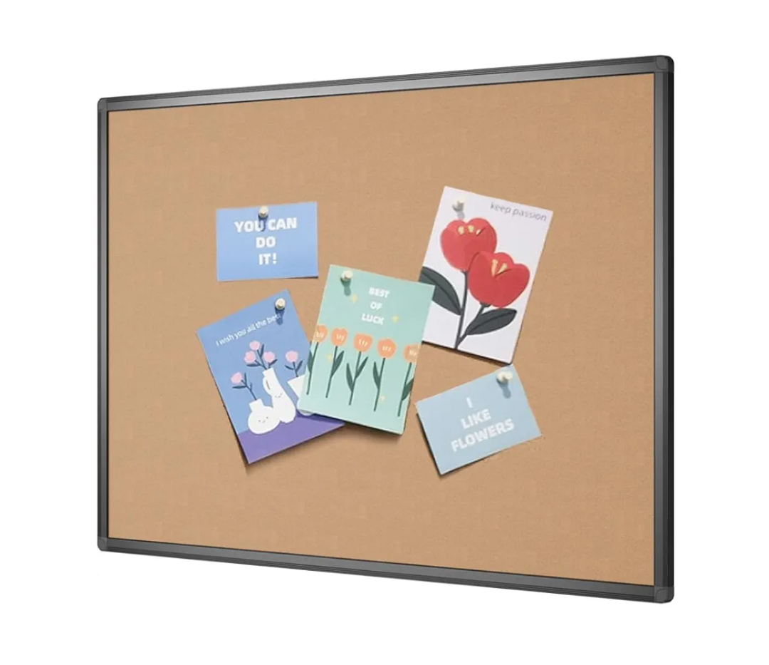 VIZ-PRO Cork Notice Board, 36 X 24 Inches, Cork Bulletin Board with Black Aluminium Frame